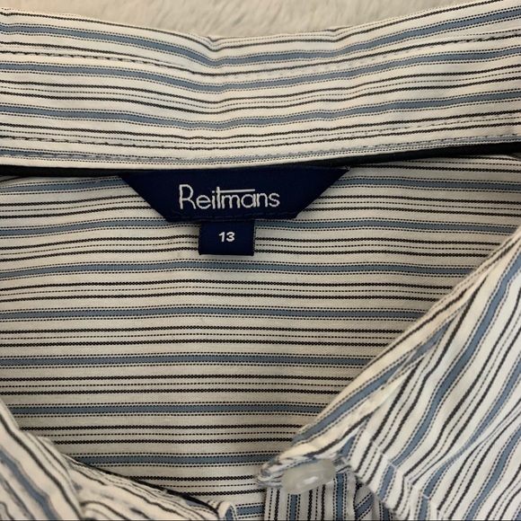 White Blouse with Blue & Black Pin Stripe - Picture 8 of 11